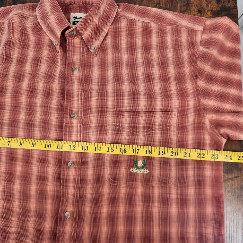 Wrangler Riata Mens Button Down Shirt Size‎ Medium Red Plaid Long Sleeve Western